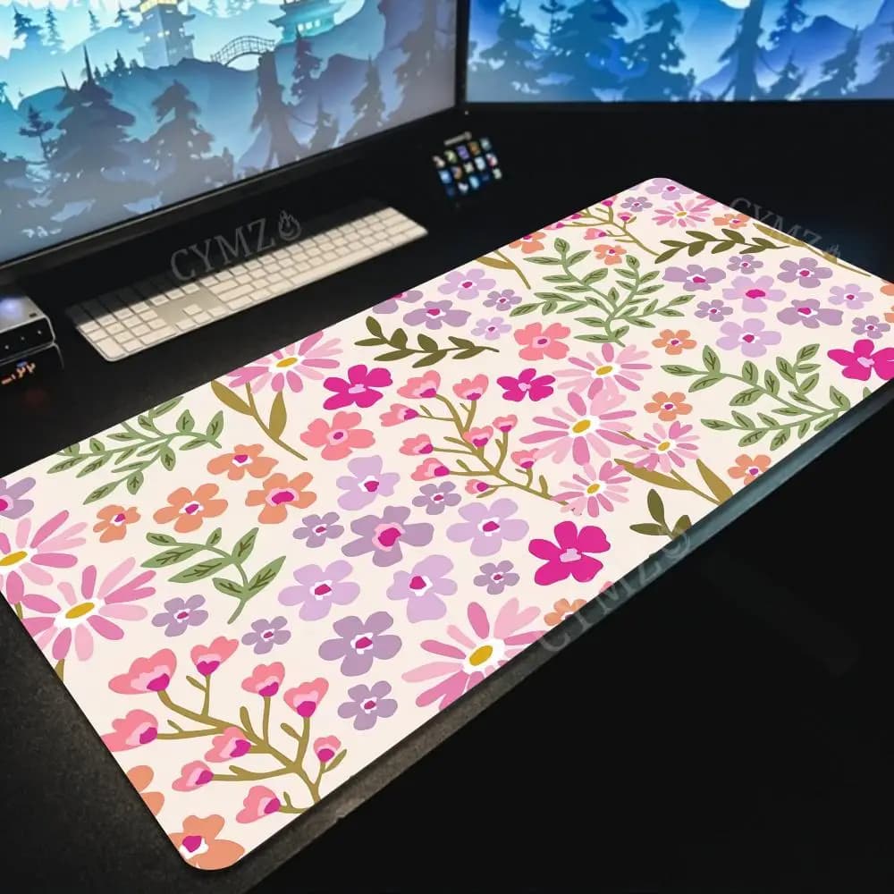 Tappetino per mouse grande con motivo floreale vintage, tappetino da scrivania, tappetini da gioco antiscivolo, tappetino da tavolo, accessori per PC, tastiera, mousepad, tappeto da ufficio
