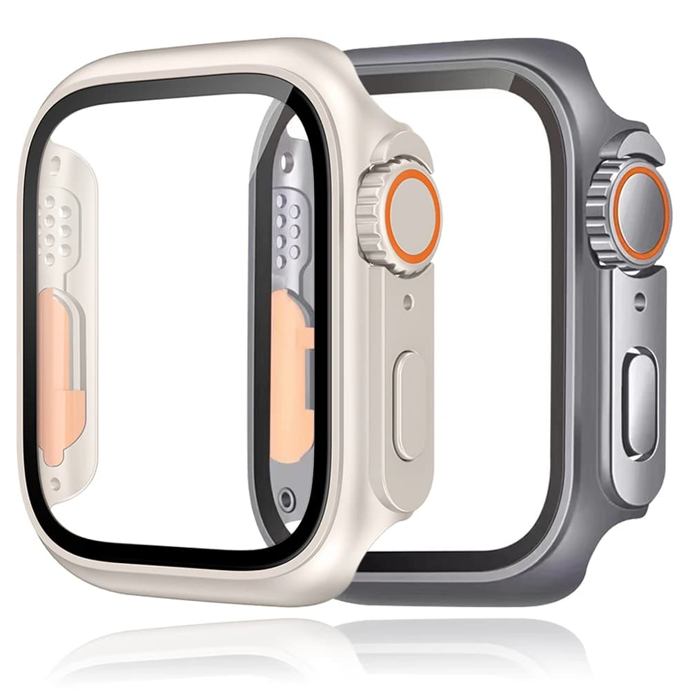 Vetro + Custodia per Apple Watch 44mm 45mm 41mm 40mm 42mm 38mm Protezione schermo Coperchio Cambia Ultra Paraurti iWatch Serie 9 8 7 SE 6 5 4