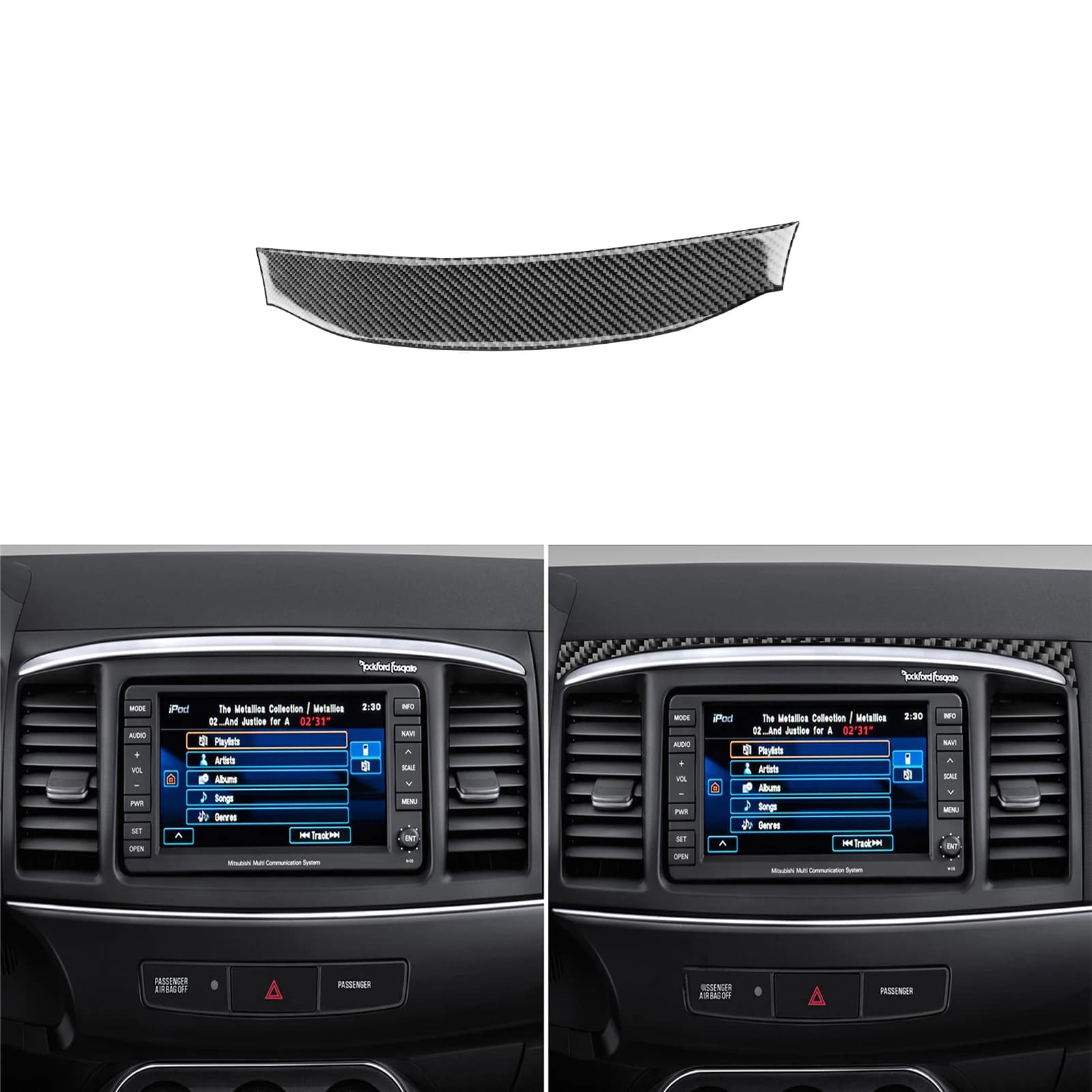 For Mitsubishi Lancer GT GTS ES DE 2008-2015 Carbon Fiber Top Navigation Cover Dashbord Modified Trim Car Accessories Car Stickers