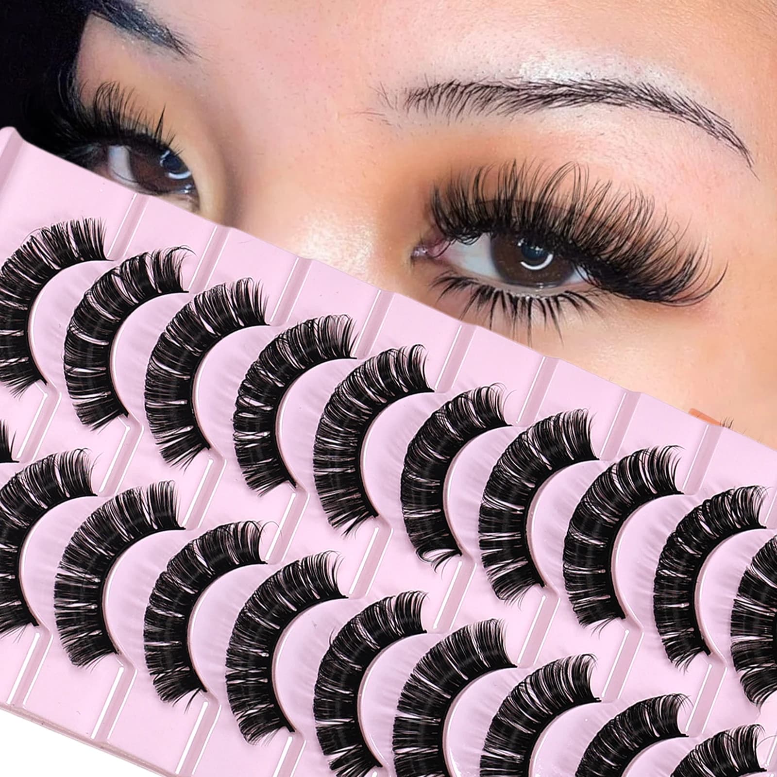 10 pairs of soft and vaporous fake eyelashes, voluminous fake eyelashes and curls, makeup for natural looking eyes