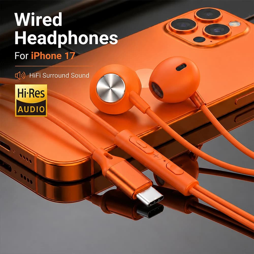 USB Type C Wired Headphones For iPhone 17 16 15 Pro Max Xiaomi iPad Earphones For Samsung Galaxy S26 HiFi Surround Sound Headset