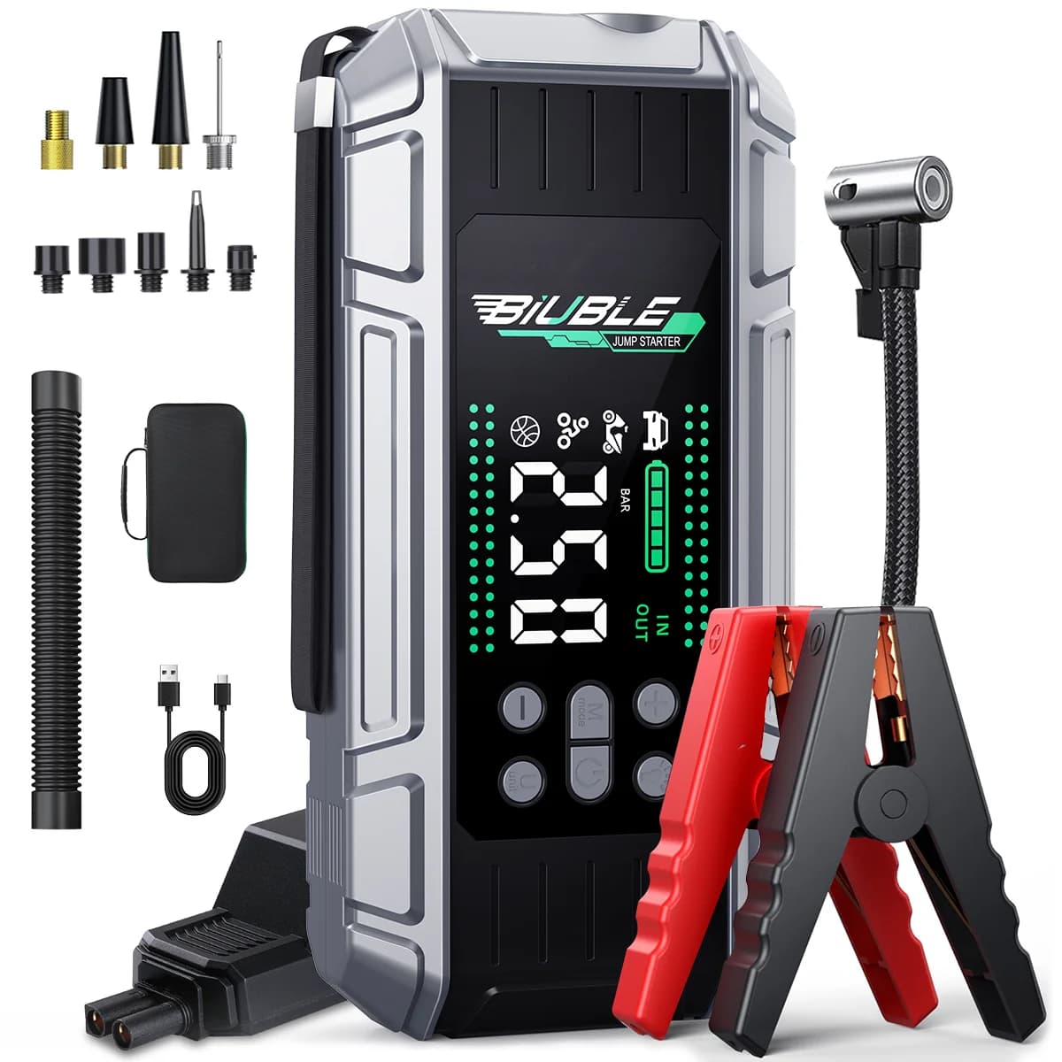 Avviatore di emergenza per auto 26800mAh Power Bank Compressore d'aria portatile Dispositivo di avviamento 12V per avviamento di emergenza per batteria per auto