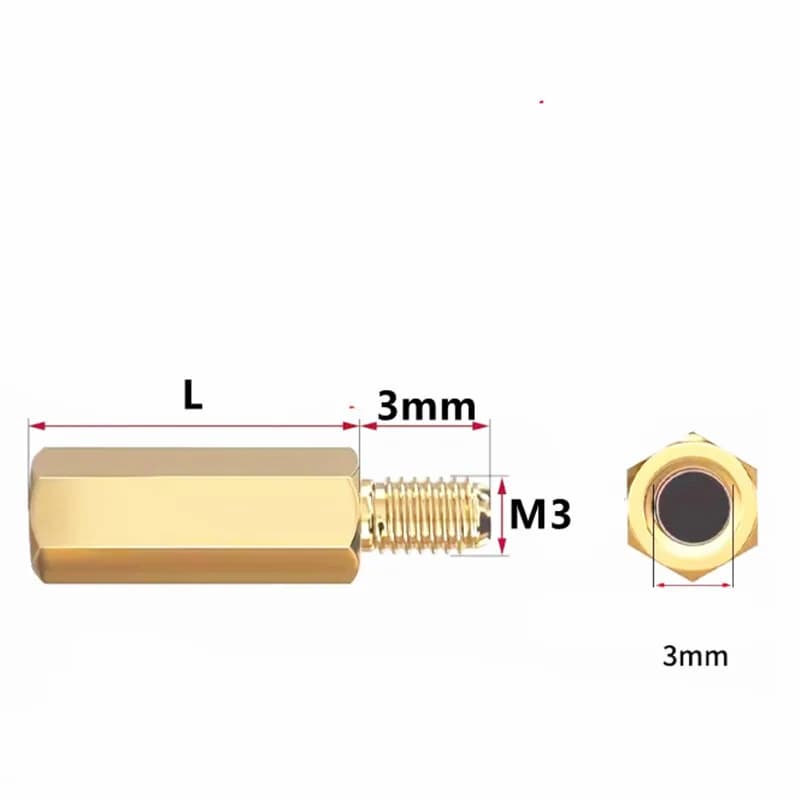 20 Pz M3X3-35 + 3mm 4mm Dado Esagonale Spaziatura Vite Ottone Filettato Pilastro PCB Distanziatore Distanziatore