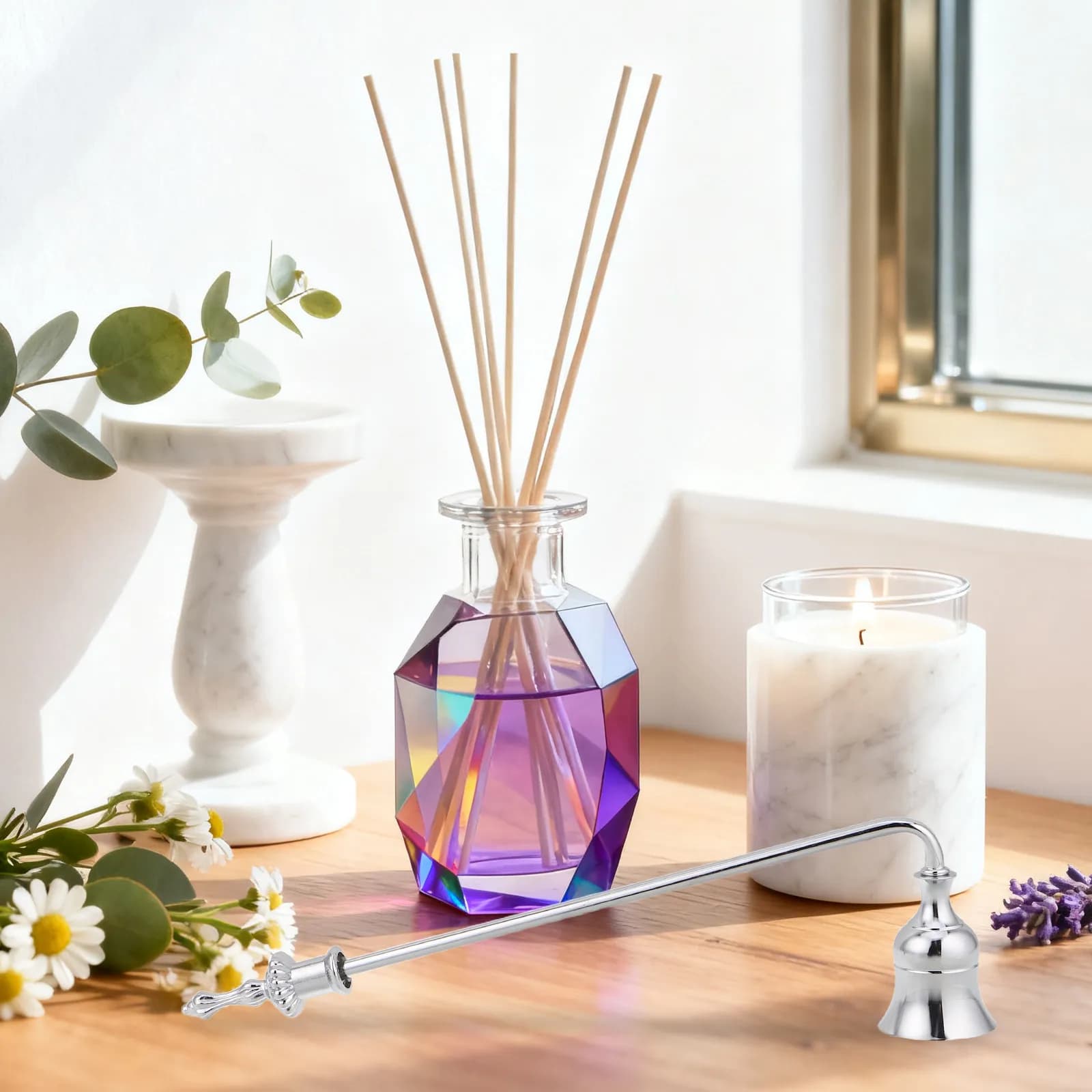 Spegnicandele Vintage con Manico Lungo a Forma di Campana in Metallo, Estintore di Fiamma Sicuro per Candele Tealight, Stile Rustico