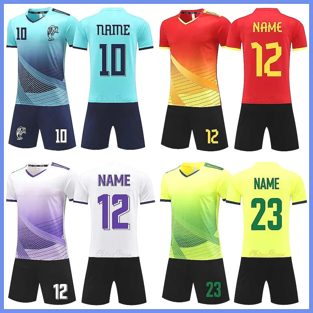 Maglie e pantaloncini da calcio personalizzati con nome, set completo con tasche, traspiranti, per uomo, donna e bambino, divisa da calcio, abbigliamento da gioco, Francia, Spagna, Argentina, Inghilterra, Brasile, Marocco, Belgio, Germania, Colombia, Senegal - Prezzo all'ingrosso, vendita diretta dalla fabbrica