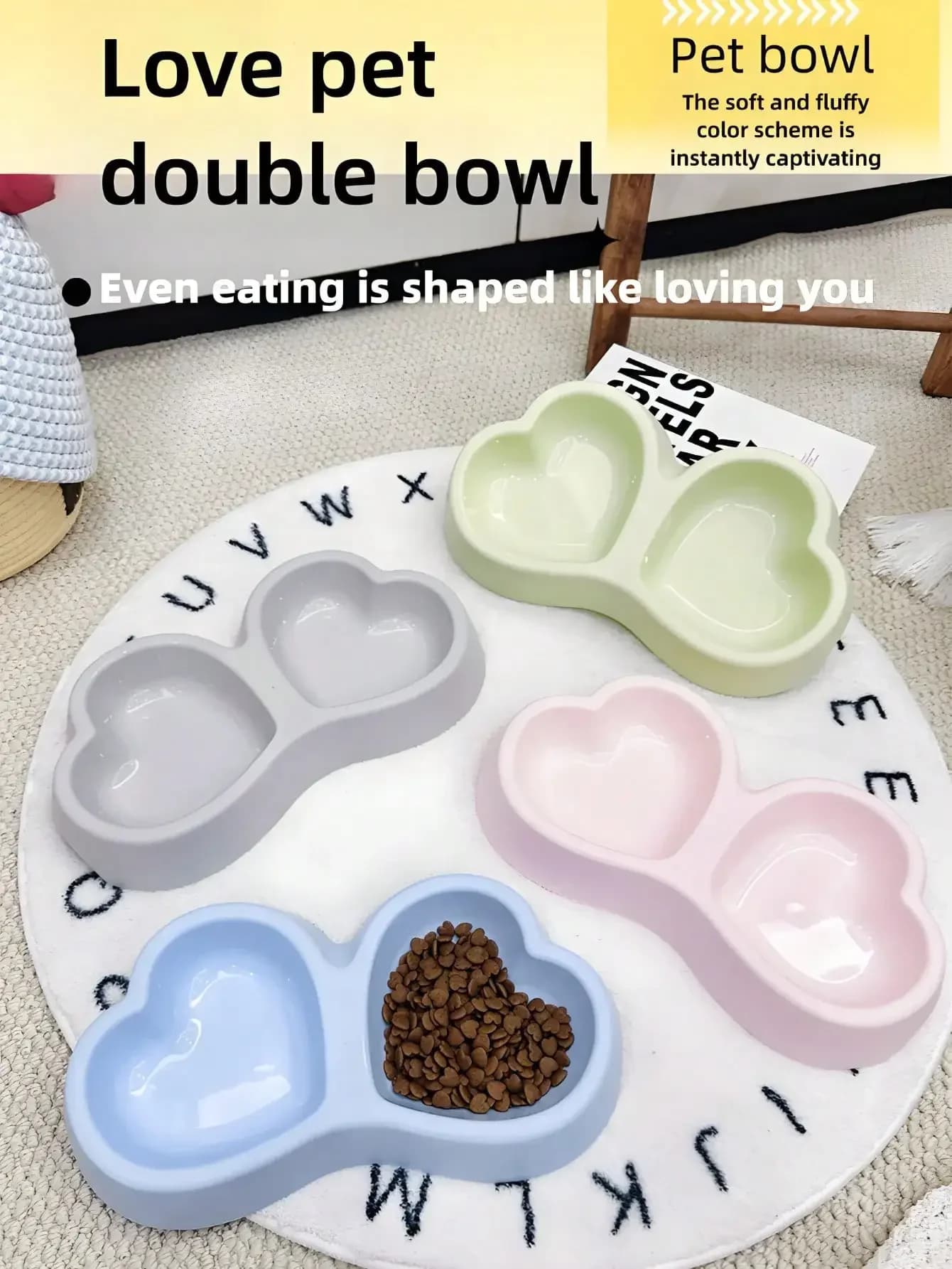 2026 2-In-1 Heart-Shaped Pet Feeder, Plastic Material, Can Be Used As Water Bowl And Food Container, Lightweight Small Plastic Pet Food And Water Bowl, Suitable For Puppies, Kittens And Other Small Animals