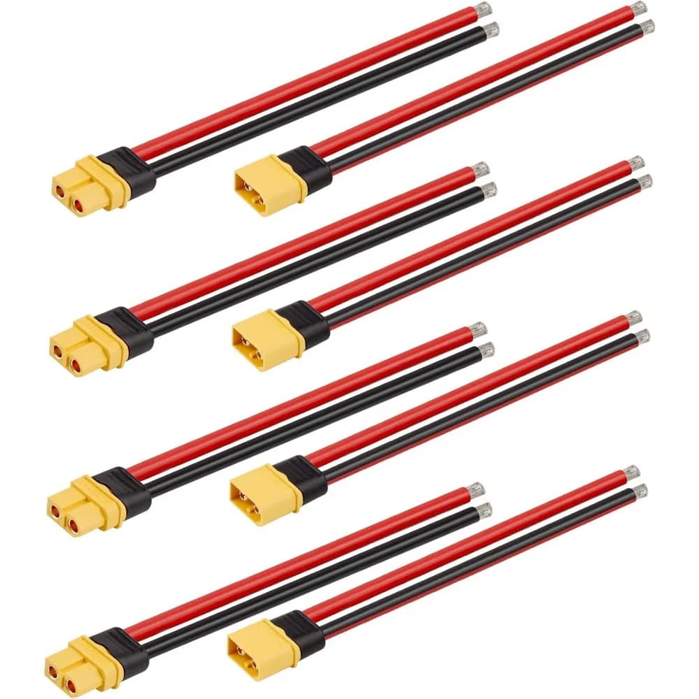 4 Coppie di Connettori XT60 Femmina e Maschio con Cavo da 150mm 10AWG per Batterie Lipo RC e Droni da Corsa FPV