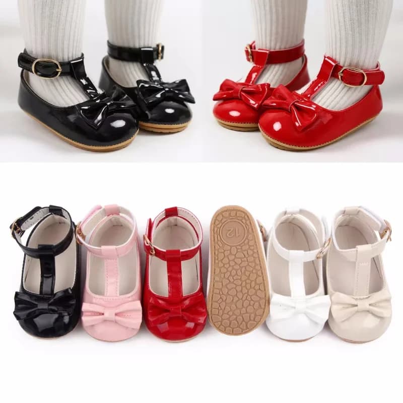 Fashion PU Leather Baby Princess Shoes Newborn Girls Moccasins Shoes Rubber Sole Prewalker Non-slip Summer First Walkers