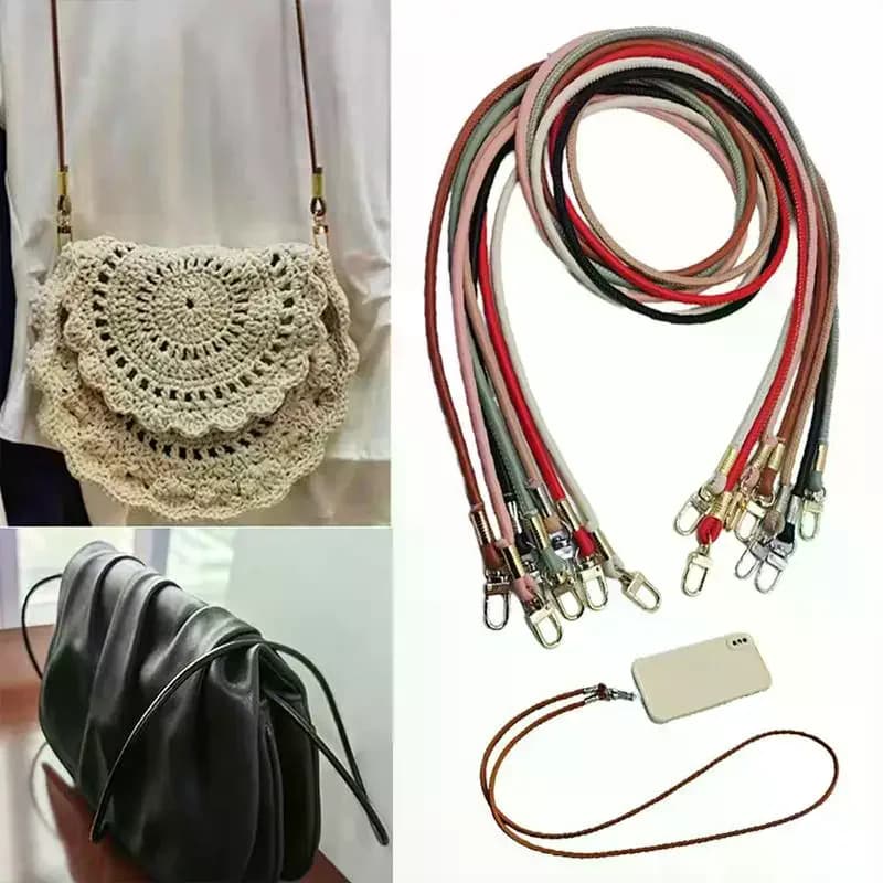 120cm Adjustable PU Leather Bag Strap Crossbody Shoulder Bag Strap Mobile Phone Lanyard Handbag Handle Replacement Bag Belt