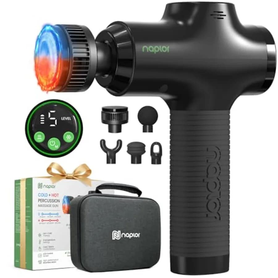 Muscular Massage Gun with Warm/Fredd Function - Percussion Massage for Deep Textiles for Muscular Recovery, Lifting from Pain, Relaxing, Silent and Powerful