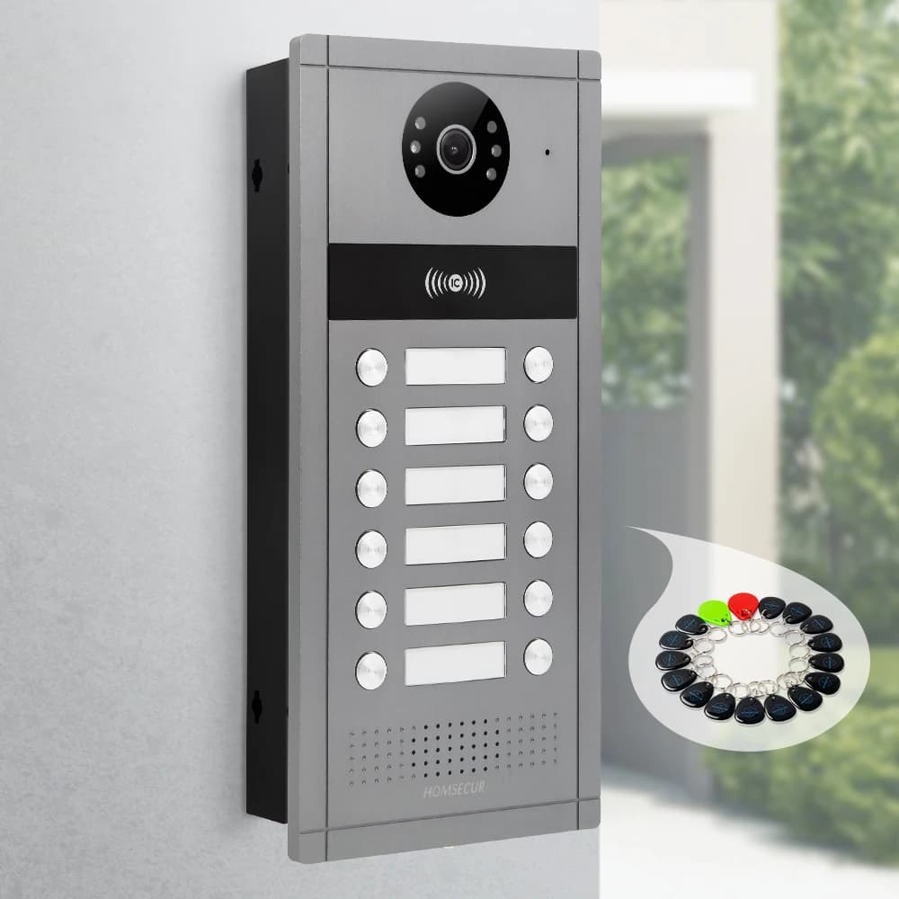 (Not Standalone) HOMSECUR MAL-12-AHD Doorbell Camera with RFID Card Access for XSL Video Door Phone Call Intercom 12 Families