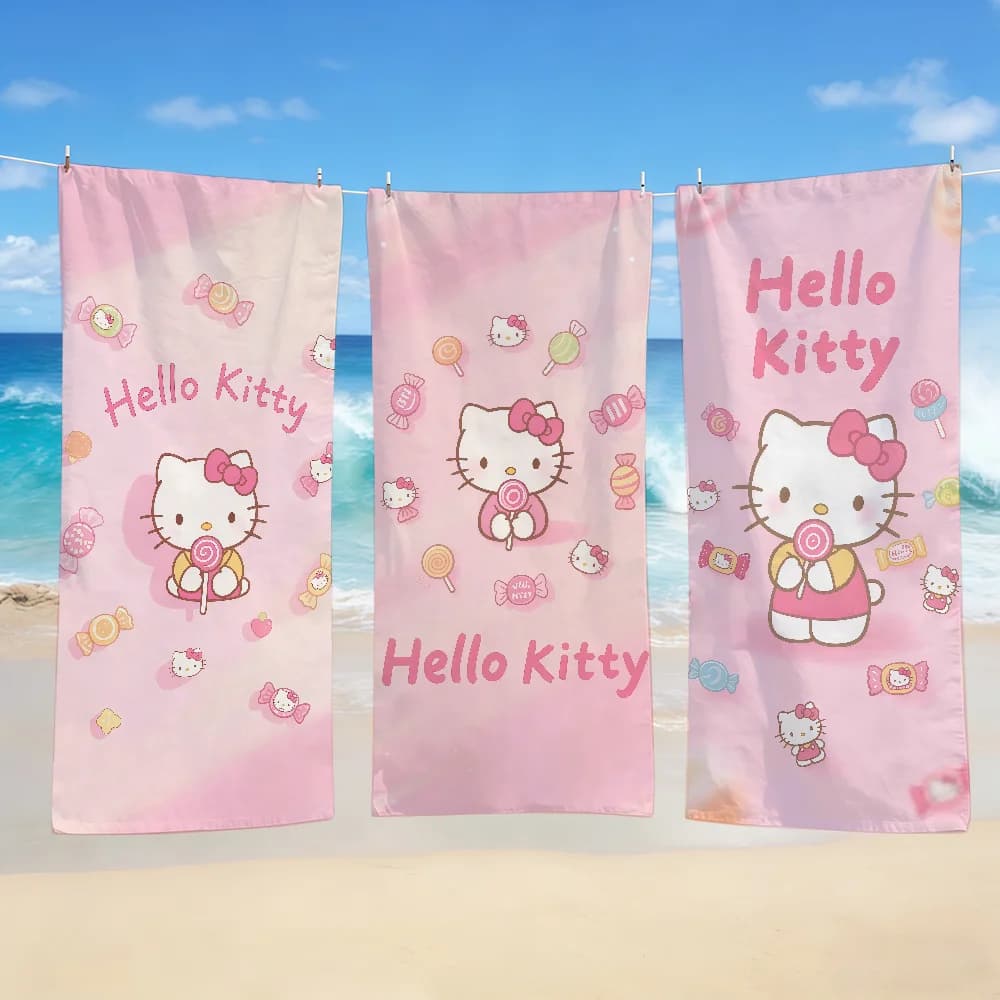 H-HelloS-ES Beach Fabric Bathrobe, Lightweight, Portable, For Camping, Pool, Cute SRO K-KittyS-ES Travel