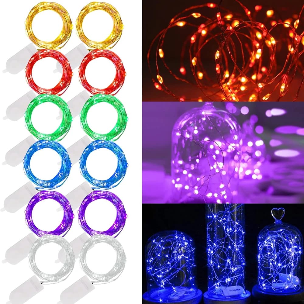 100 pz/set 10 led Stary Luci Della Stringa Impermeabile Fata CR2032 Batterie Incluse per Centrotavola di Nozze Festa di Natale Decor
