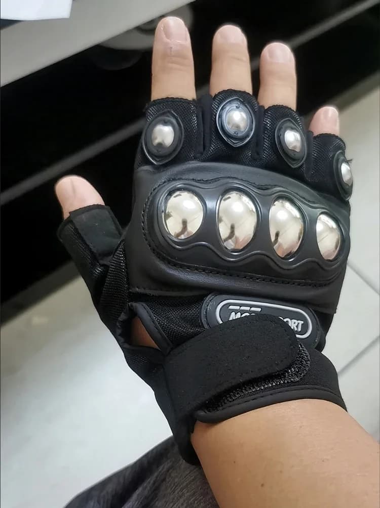Guanti da moto tattici Acciaio Ottone Knuckle Mezze dita Moto Equitazione Corse su strada Ciclismo Arrampicata Motocross Per uomo Donna