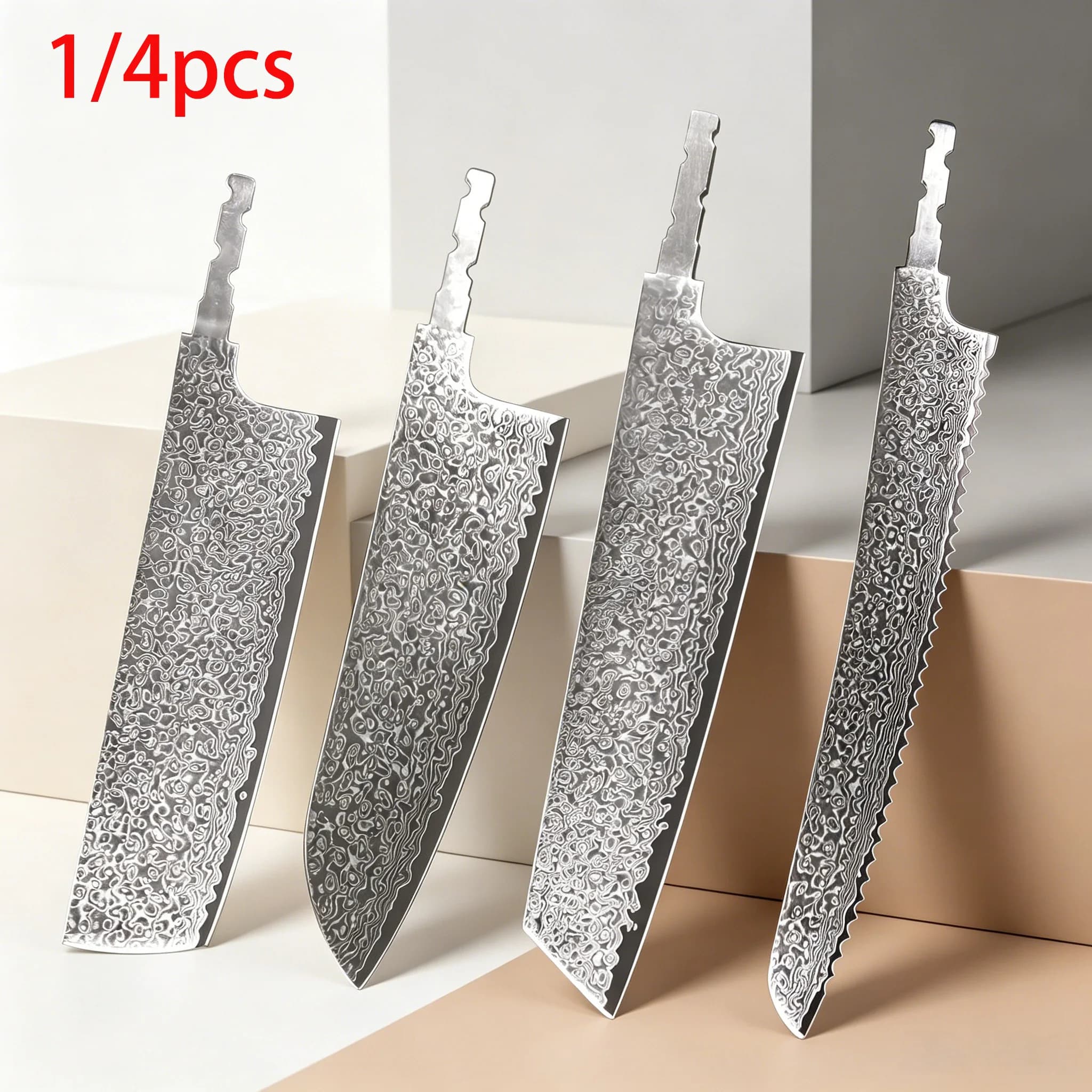 High Quality Damascus Blade Blank Hand Forged No Handle Blade Multipurpose Kitchen Knife Parts Chef Cleaver Knife Cooking Tools
