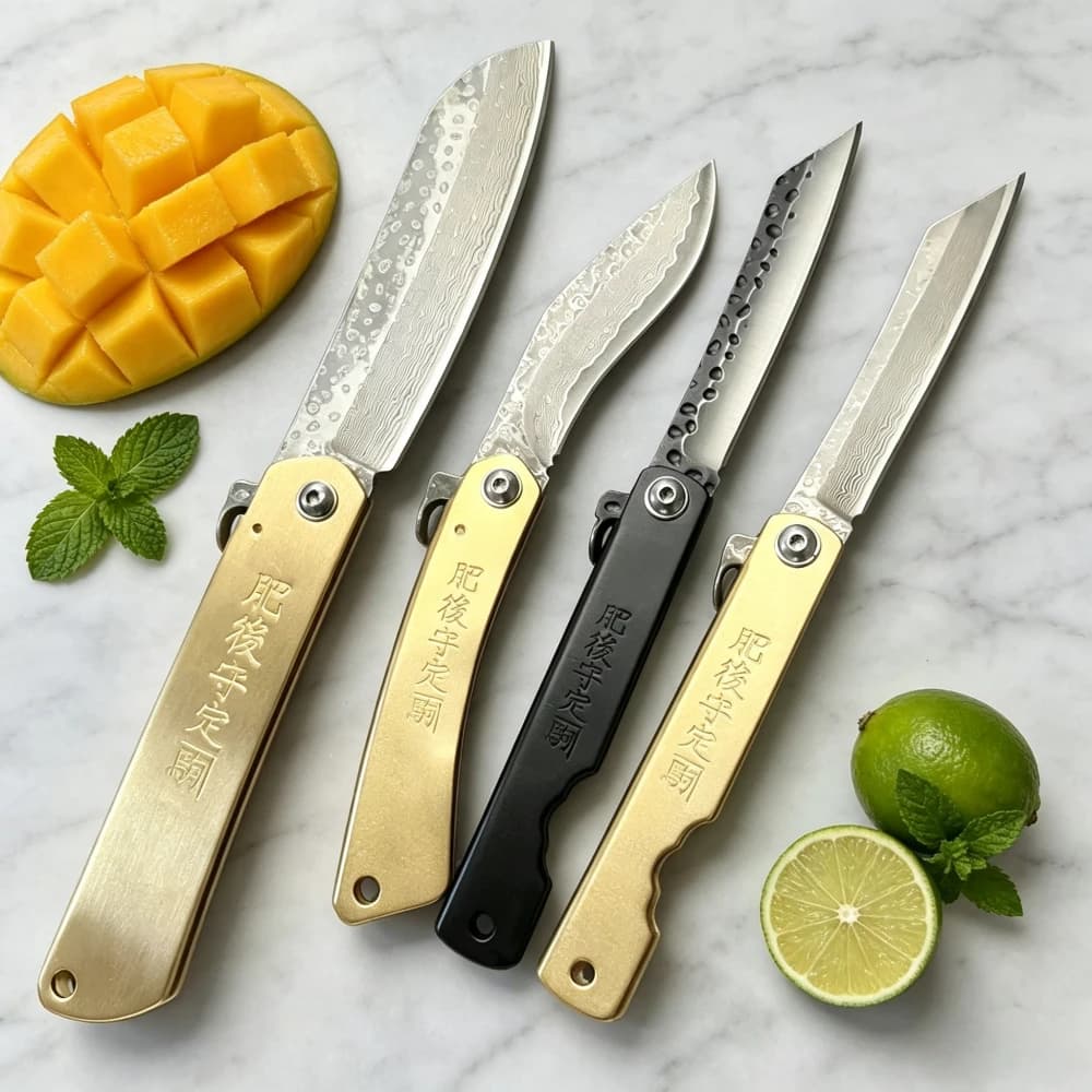 Brass Handle Stainless Steel Folding Knife Portable Outdoor Camping Hiking Night Fishing Multi-functional Practical Fruit Knife