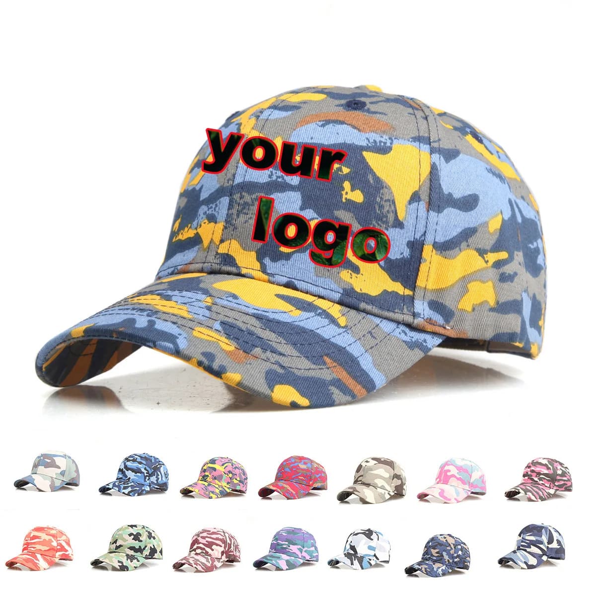 Mimetic baseball cap with custom logo Adhering hat for outdoor sports unisex Vintage snapback dad hat vintage aged casual gorros