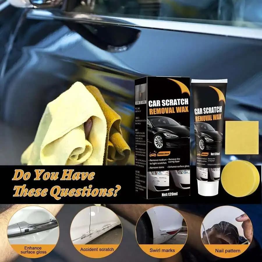Kit di cera per la rimozione dei graffi dell'auto con spugna per la riparazione di graffi profondi e il miglioramento della lucentezza della superficie