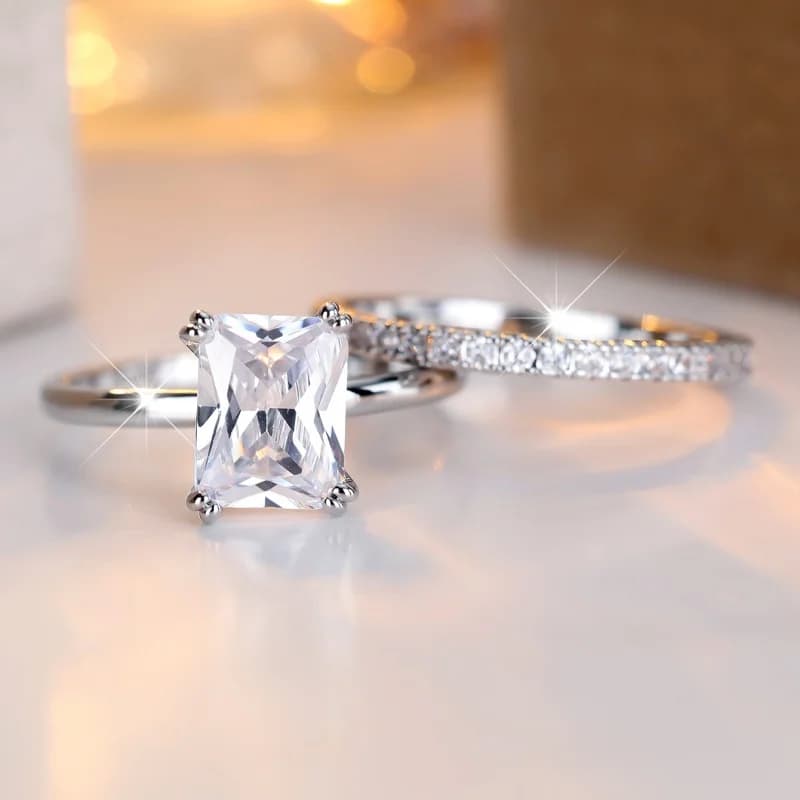 Anello Rettangolare con Micro Incastonatura di Zirconi Bianchi, Stile Personalizzato, Design Europeo e Americano, Sensazione di Alta Gamma, Gioiello di Lusso Leggero