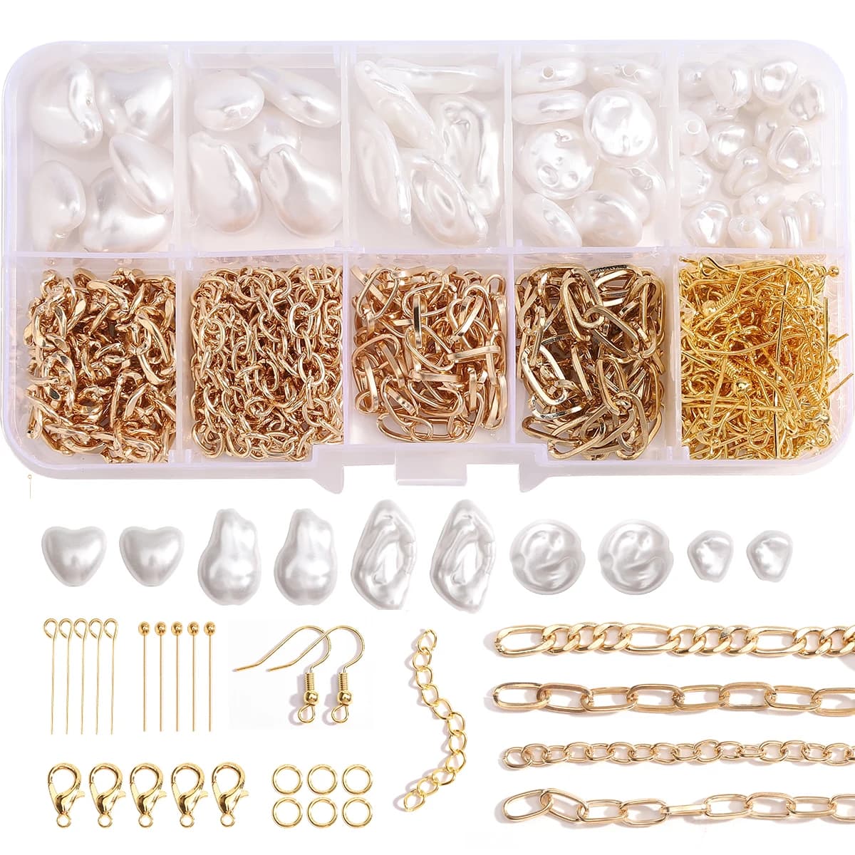 179/366pcs 1Box ABS Irregular Pearl Perforated Jewelry Making Accessories DIY Bracelet Necklace Handmade Jewelry Making Kit