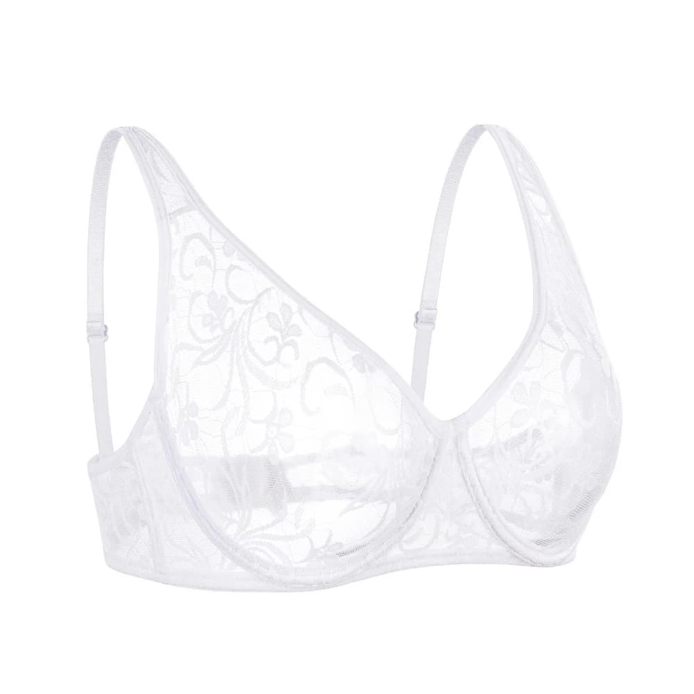 Reggiseni per donna Reggiseno bralette trasparente in pizzo nero con ferretto Intimo floreale omosessuale Lingerie sexy Reggiseno ABCD DD Cup