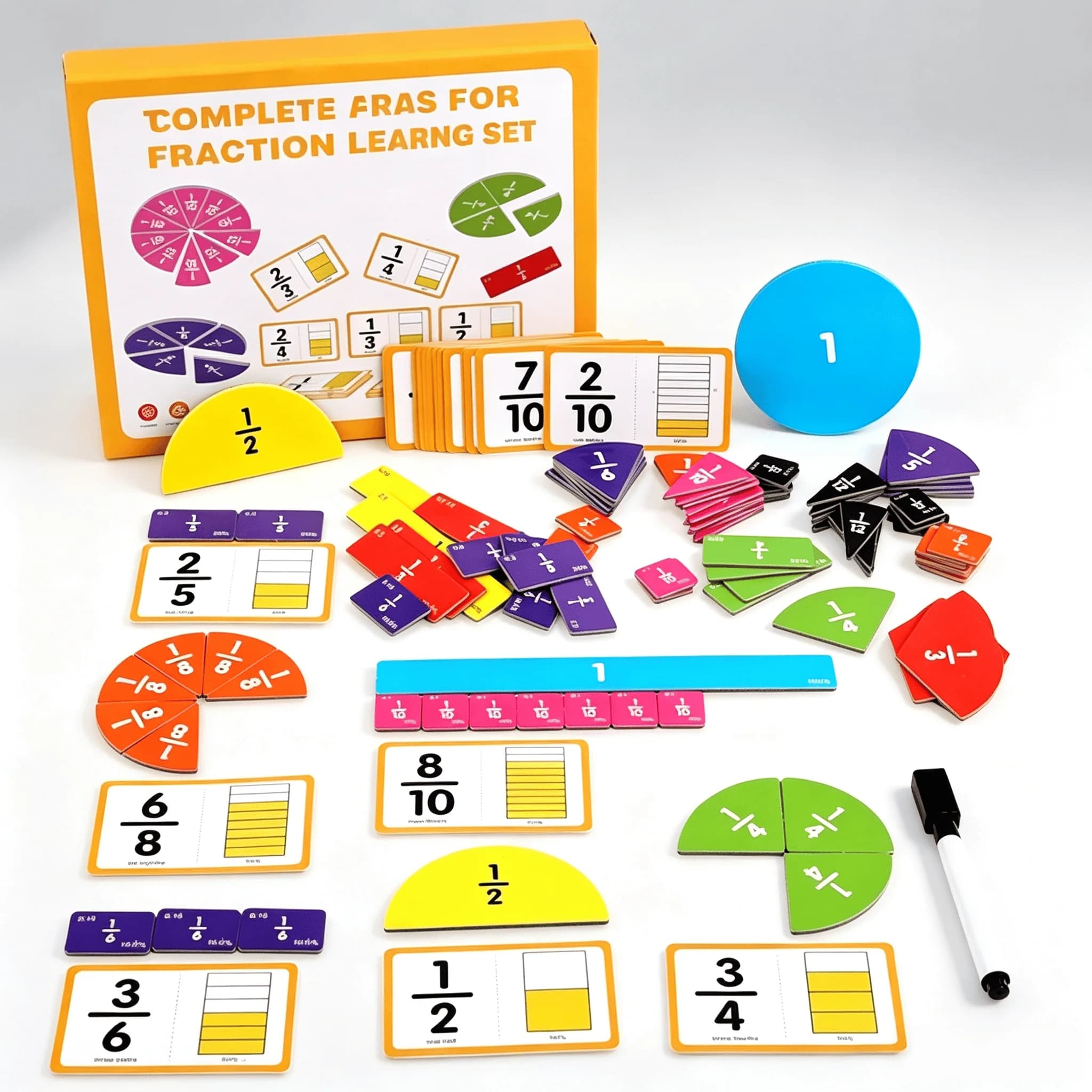 Montessori Educational Toys for Kids Magnetic Fraction Strip Circle Cognitive Tools Children's Math Learning Aids 3+Y