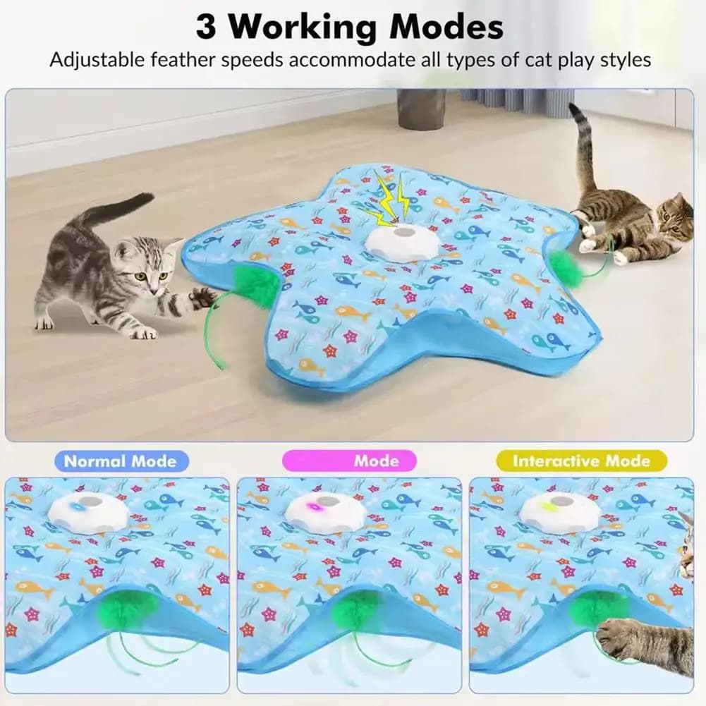 Giocattoli Interattivi per Gatti Ricaricabili, Giocattoli Durevoli per Gatti con Piume Nascoste in Movimento, Giocattolo Automatico per Gatti e Gattini