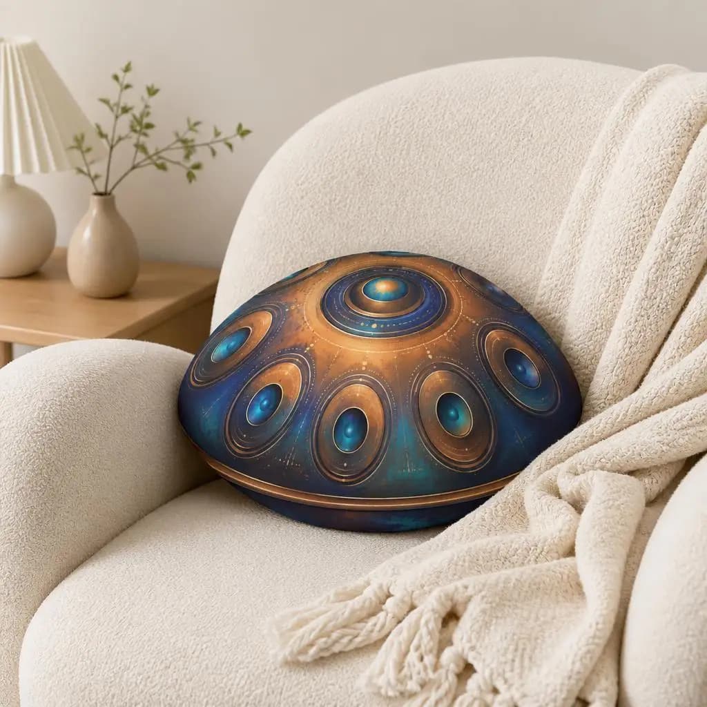 Handpan Drum Plush Pillow Meditation Music Cushion for Percussion Players Irregular Stuffed Throw Pillow Home Decor Gift
