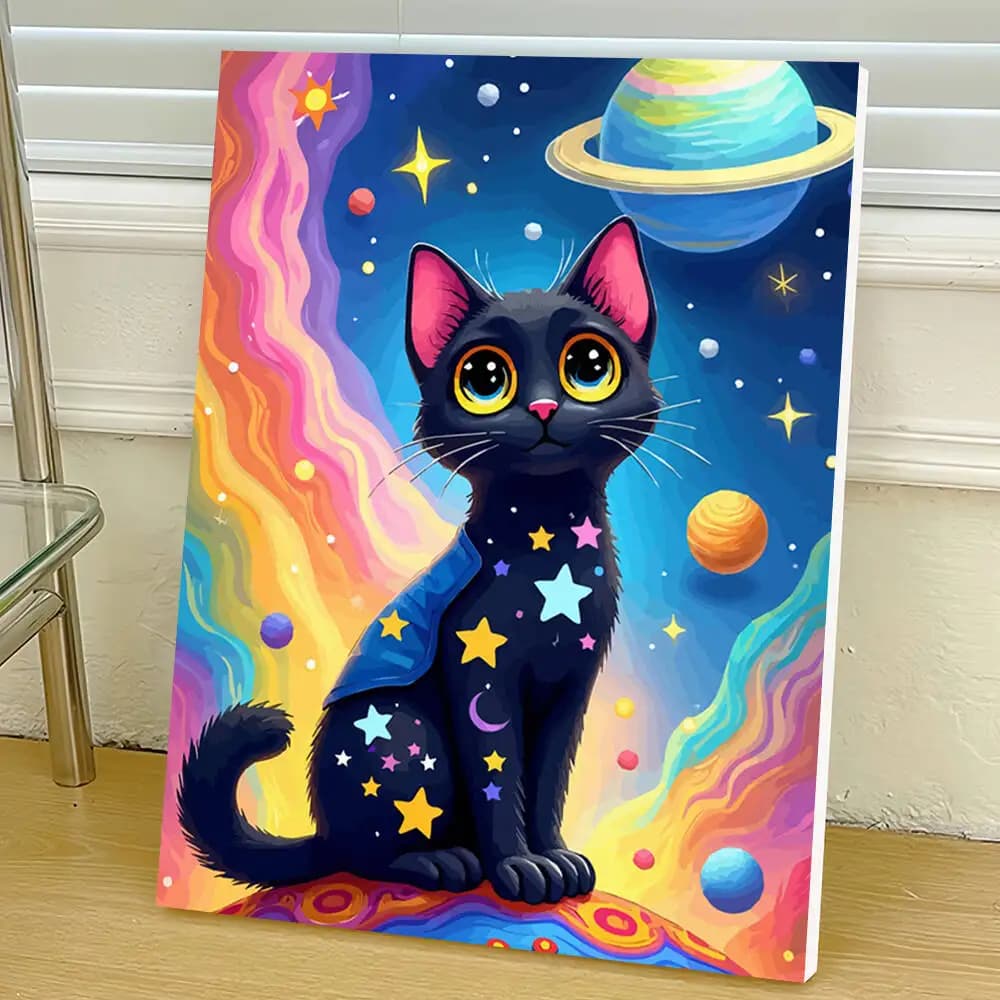 Huacan DIY Acrylic Paint By Number Fantasy Animal Creative Hobbies Oil Painting By Numbers Cat Handmade Wall Decoration Gift
