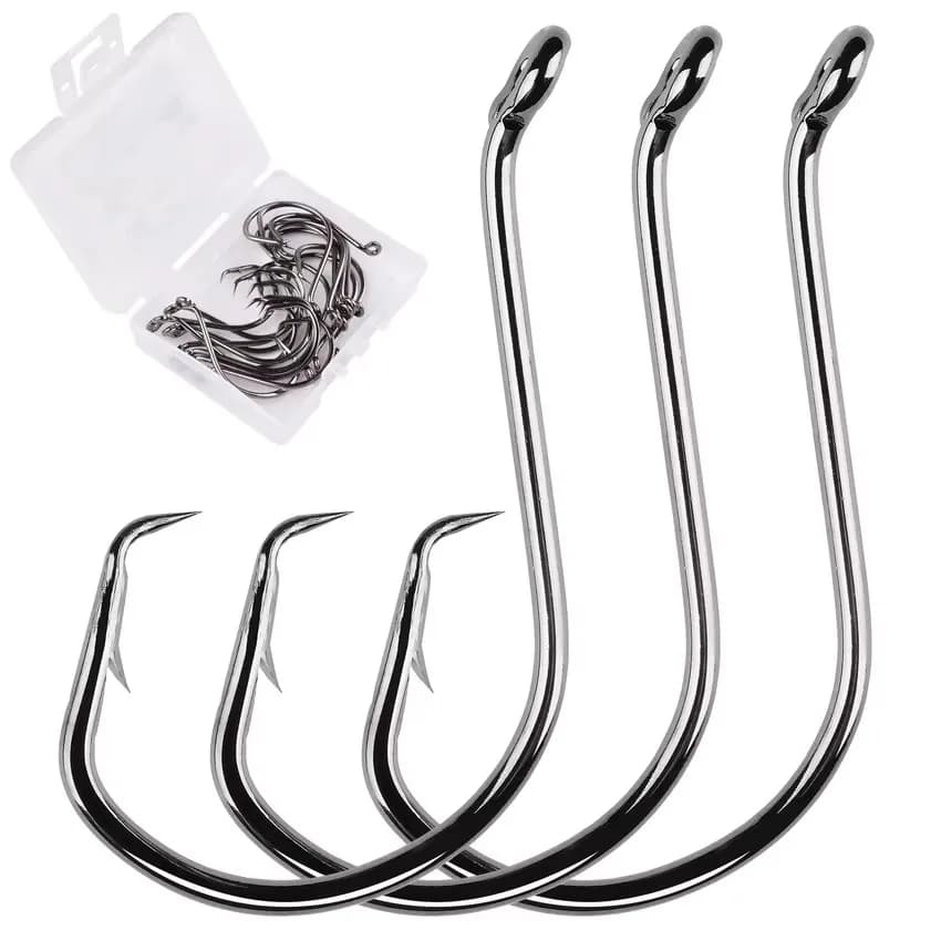 20pcs/box Fishing Hooks Set High Carbon Steel Octopus Offset Sport Circle Pesca Bait Fishing Hook Kit With Barbed Box Tackle