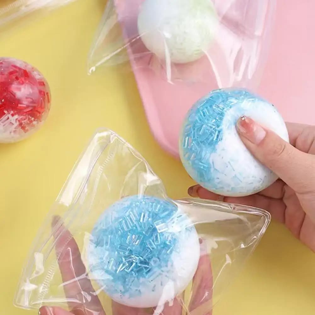 Sfera di Cristallo Effetto Ghiaccio Lento a Lenta Risalita, Giocattolo Antistress Morbido con Texture Ghiaccio Frantumato, Palla Antistress per Alleviare l'Ansia
