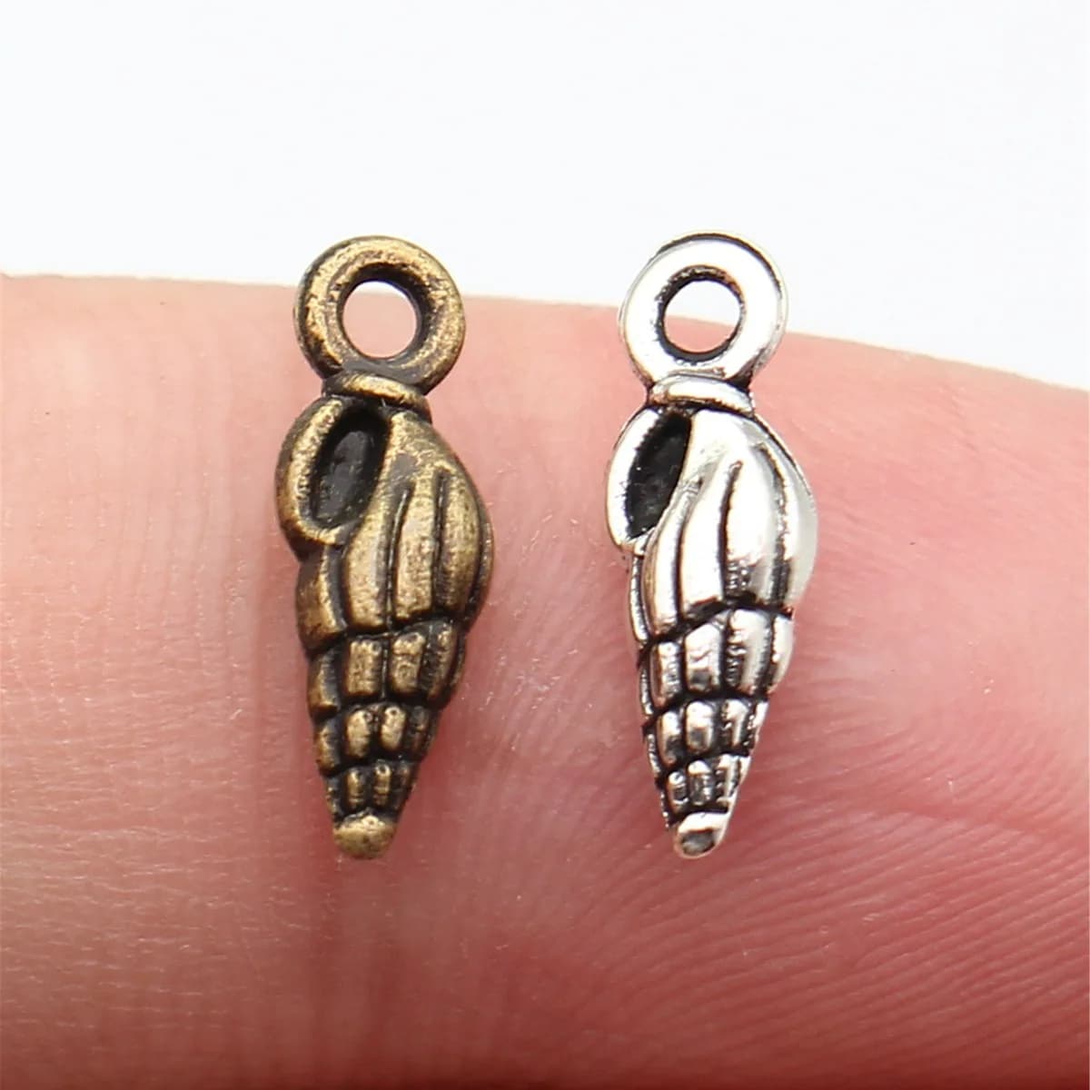 WYSIWYG 20pcs 5x14mm 2 Colors Antique Bronze Color Antique Silver Color Conch Charms For DIY Jewelry Making
