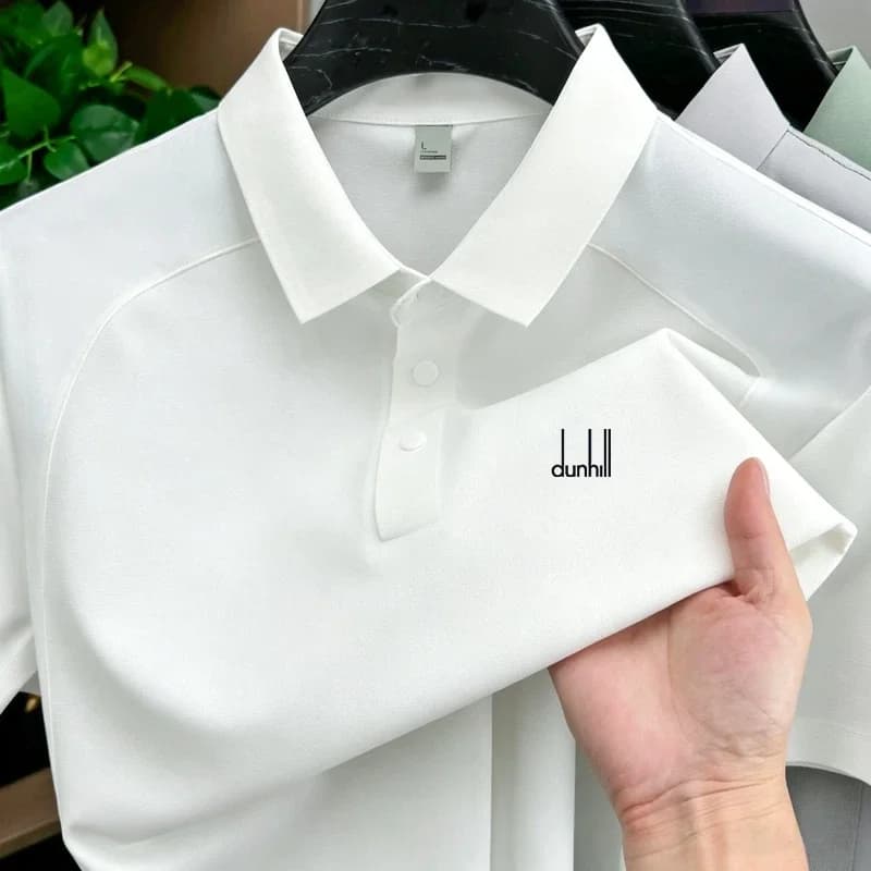 High end fashion polo shirt short sleeved men's brand letter printed top summer new sports breathable casual patchwork T-shirt