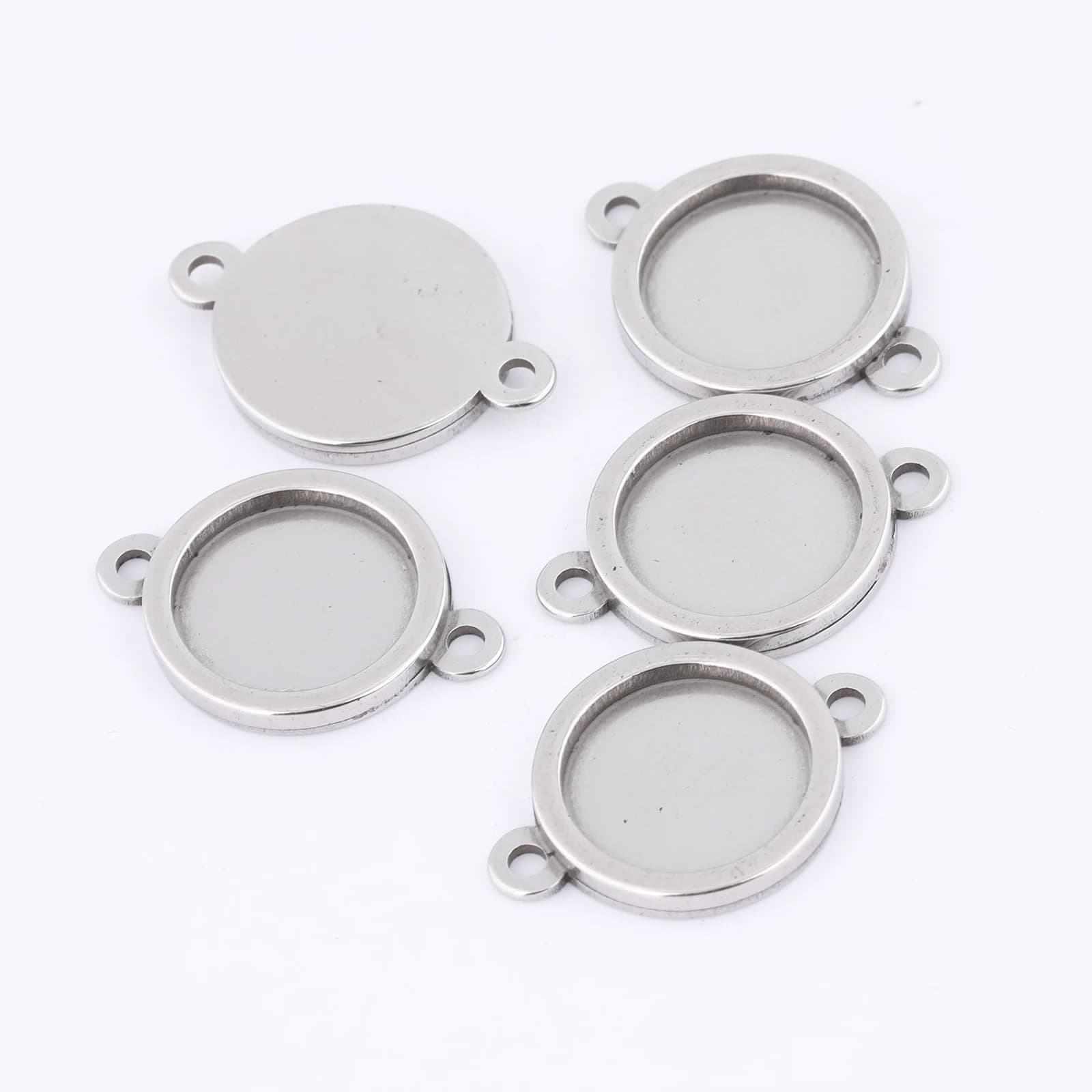 10 pz In Acciaio Inox 12mm Cabochon Connettore Base Impostazione Vassoi Fai Da Te Orecchini Bracciali Lunetta Spazi Vuoti Per La Produzione di Gioielli