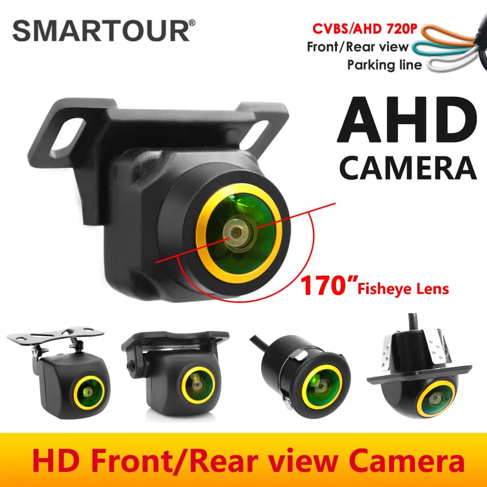 Smartour Parking New CVBS Switch AHD 720P Car Rear Camera 170 degrees Fisheye Golden Len Front view for Focus Toyota Kia BMW