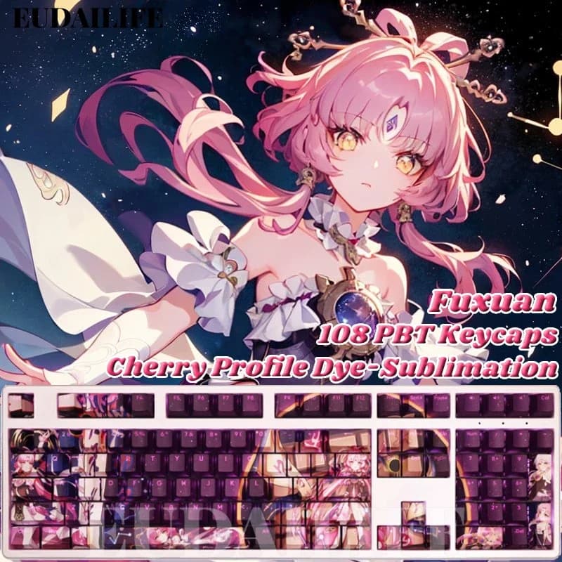 Fu Xuan 108 Keycap Honkai Star Rail PBT sublimazione del colore trasmissione della luce interruttore Cherry copertura chiave croce tastiera meccanica