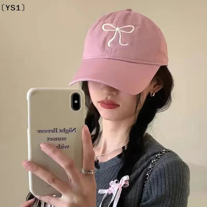 Cappello da Baseball in Cotone con Fiocco, Regolabile, con Chiusura Snapback, Ricamato, da Donna, per Primavera e Autunno, Cappello Casual da Esterno, Visiera Parasole