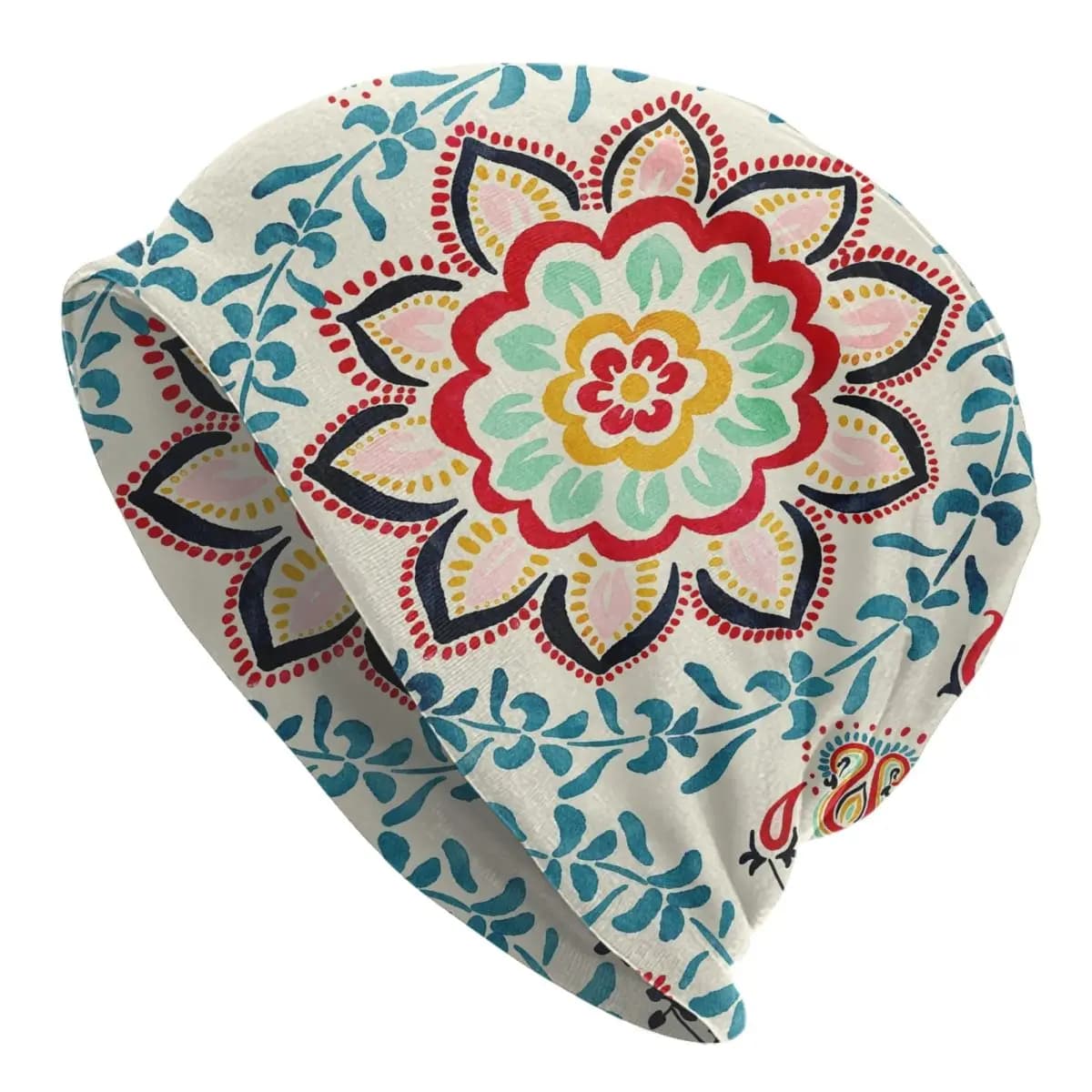 Cappello a cuffia con motivo floreale mandala etnico bohemien personalizzato Cappello lavorato a maglia Uomo Donna Unisex Adulto Caldo inverno Skullies Berretti Berretti