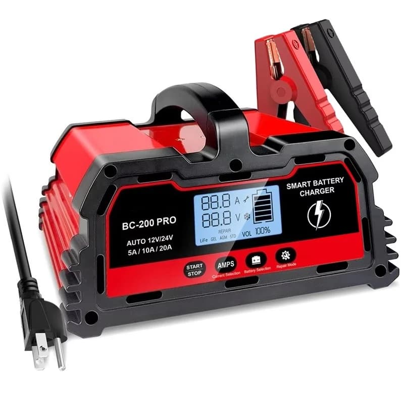 Caricabatterie Intelligente Rapido 20A per Batterie al Piombo-Acido e al Litio 12V e 24V con Prevenzione Scariche Invernali