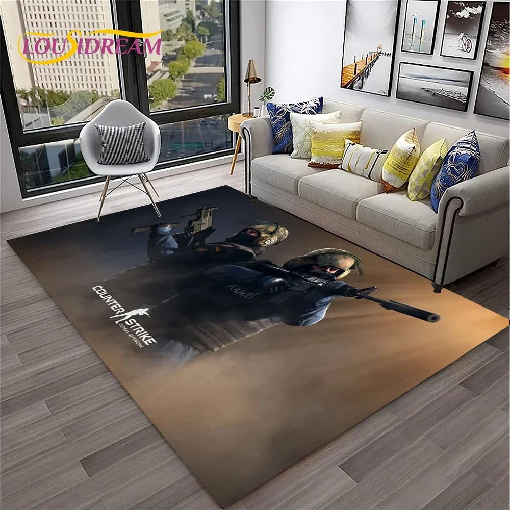 Gioco 3D CS GO, tappeto da gioco Counter Strike per la casa, soggiorno, camera da letto, divano, zerbino, tappeto per bambini, tappetino antiscivolo