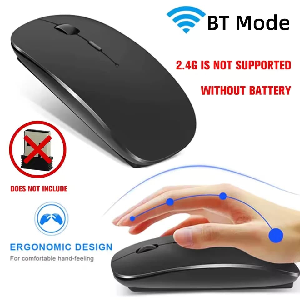 Slim Portable Office Battery Mouse Wireless Bluetooth-Compatible Ergonomic BT Wireless Mice for Macbook Laptop iPad Tablet