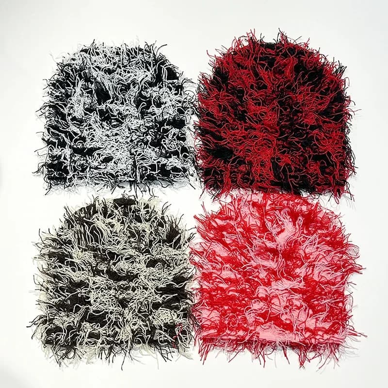 Passamontagna foderato in pile mimetico da uomo Berretto da sci invernale lavorato a maglia caldo effetto consumato Cappello da sci in maglia sfocata Hip Hop all'aperto