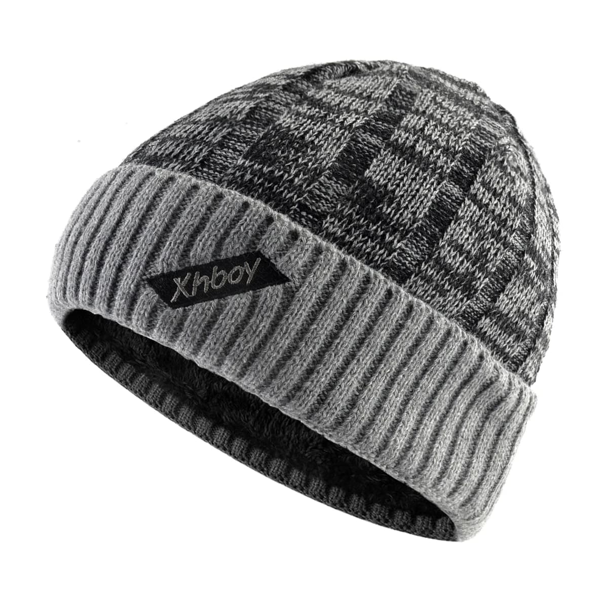 KKISSBAOBEI Winter Warm Beanie Men Knitted Mixed Color Hat Double Layer Thick Hats Men's Outdoor Ski Hats