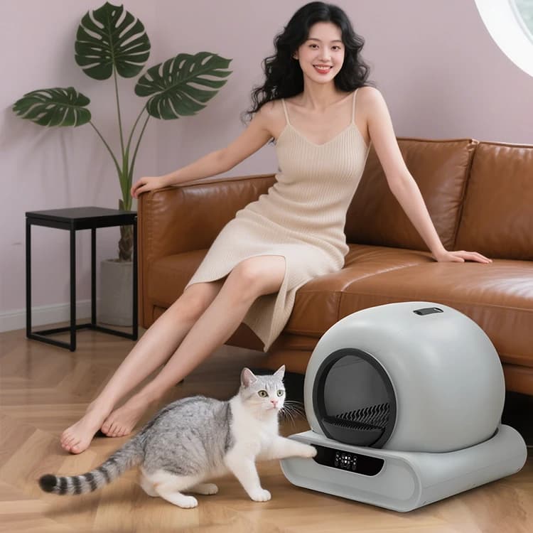 Nuova Lettiera Elettrica Intelligente per Gatti 2025, Autopulente con Ampio Spazio di 65L, Toilette Automatica per Gatti