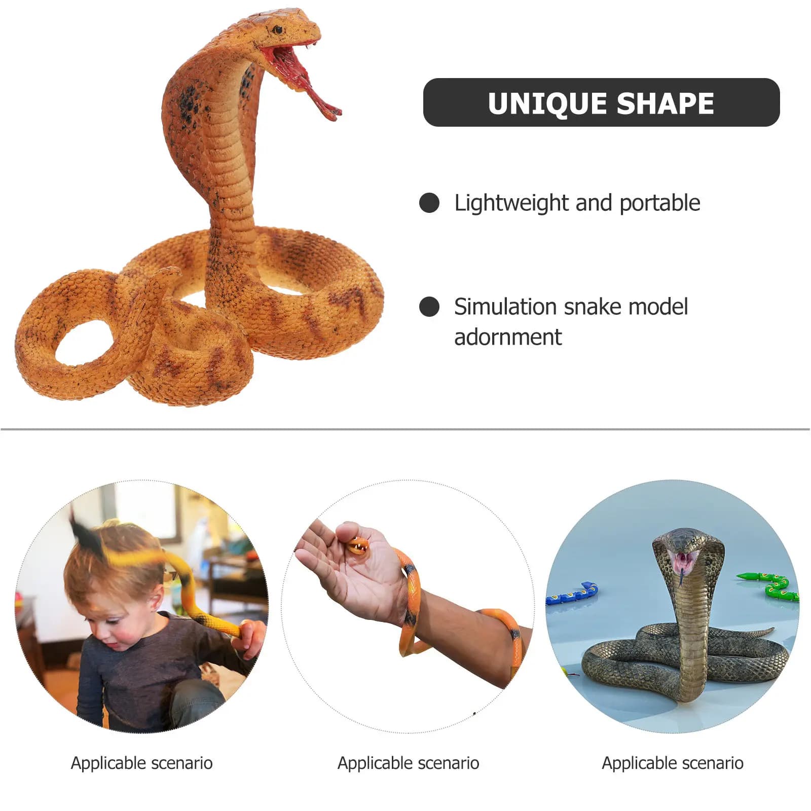 Statua di Cobra Realistica in Plastica, Giocattolo Educativo per Bambini, Decorazione da Scrivania, Rettile Simulato