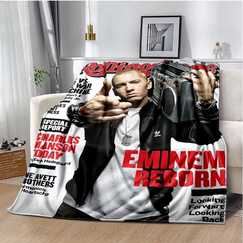 Eminem hip-hop singer Throws Blanket Kid Sofa Hiking Picnic Super Soft Quilt Fashion Bed Thermal Flannel Blanket birthday gift