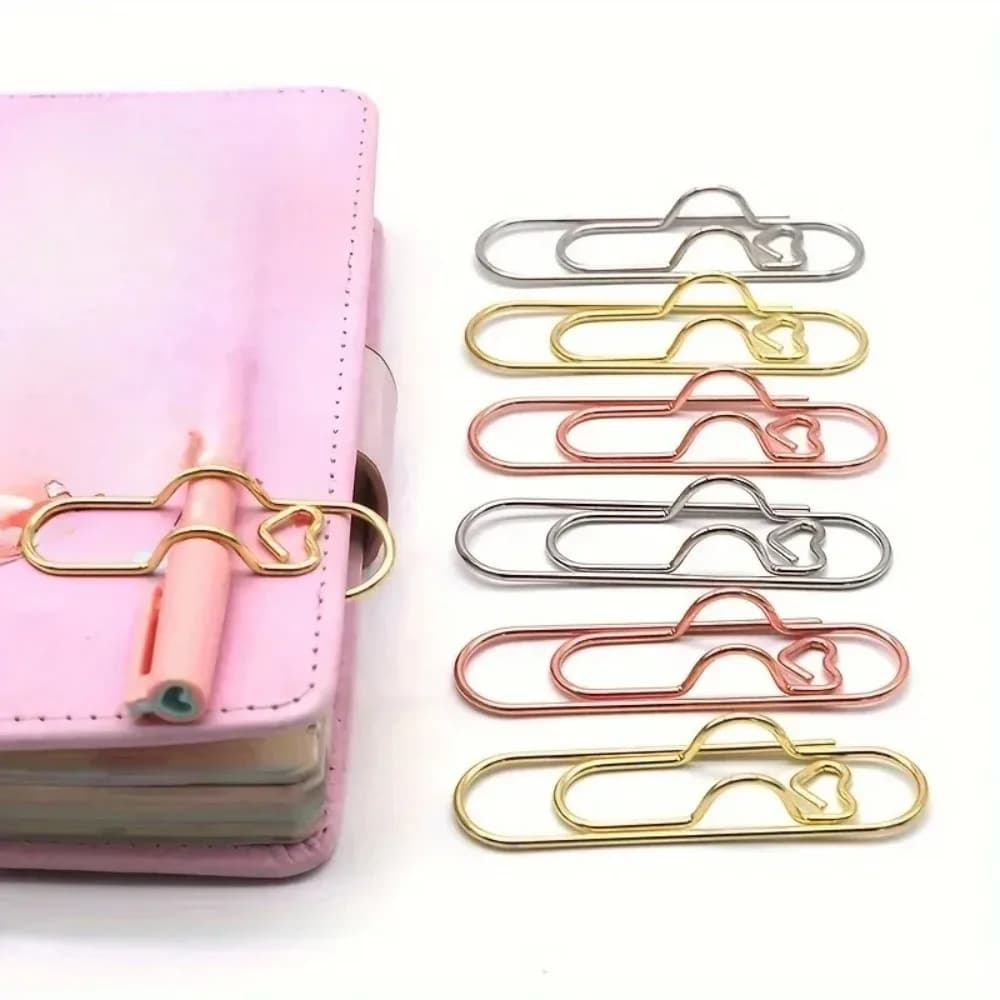 Clip magnetico per penna a forma di cuore, 4 pezzi, porta penna multifunzionale in acciaio inossidabile per quaderni, diari, agende
