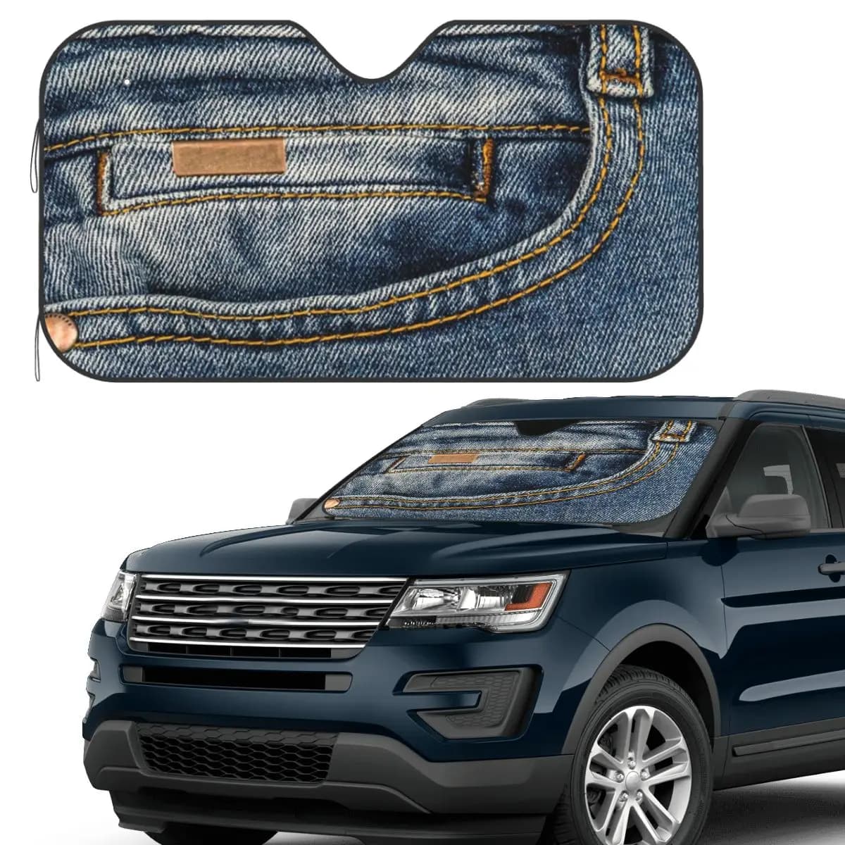 Tasca frontale I Love Bluejeans Denim Parasole Parabrezza Auto Parabrezza anteriore Finestra Parasole Accessori Coperture