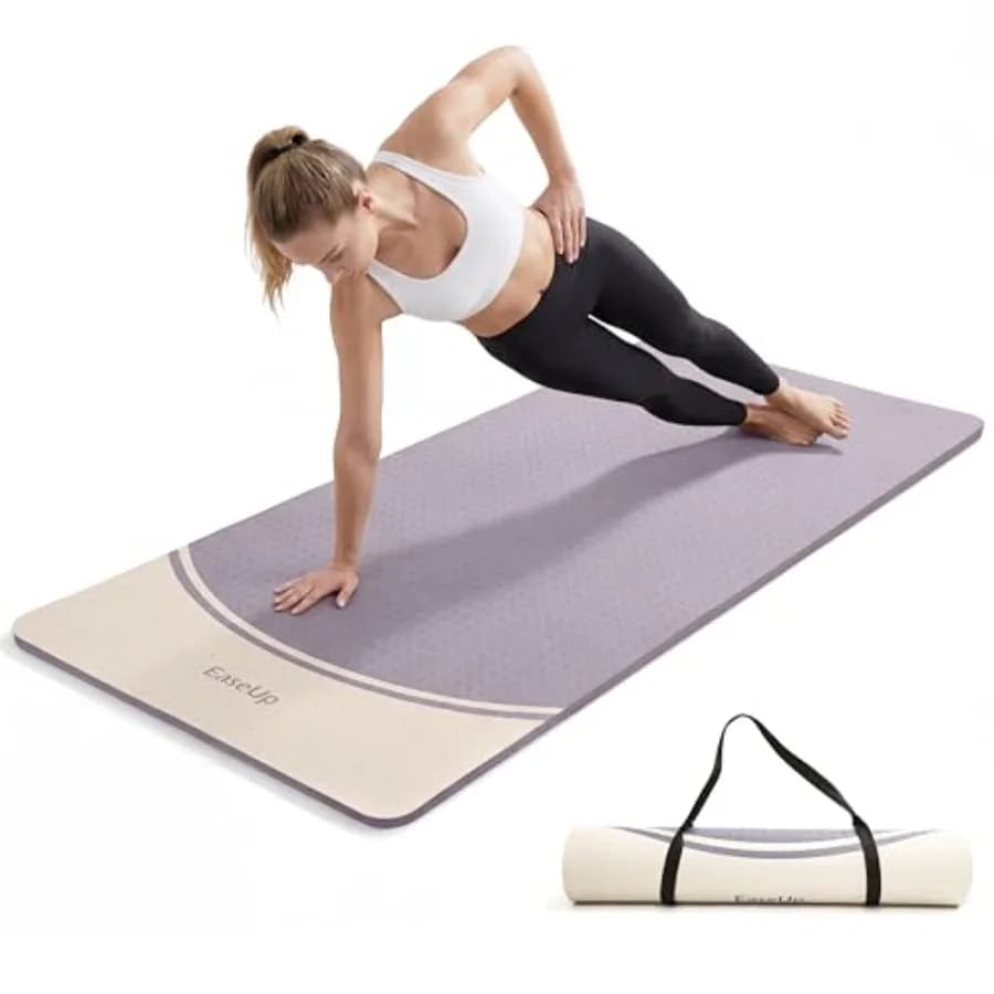 Tappetino Yoga Extra Spesso - 2/5 Pollici 10MM, 72.8x31.5" Extra Lungo e Largo, Tappetini Yoga Professionali in TPE Antiscivolo per Yoga, Esercizi, Allenamento