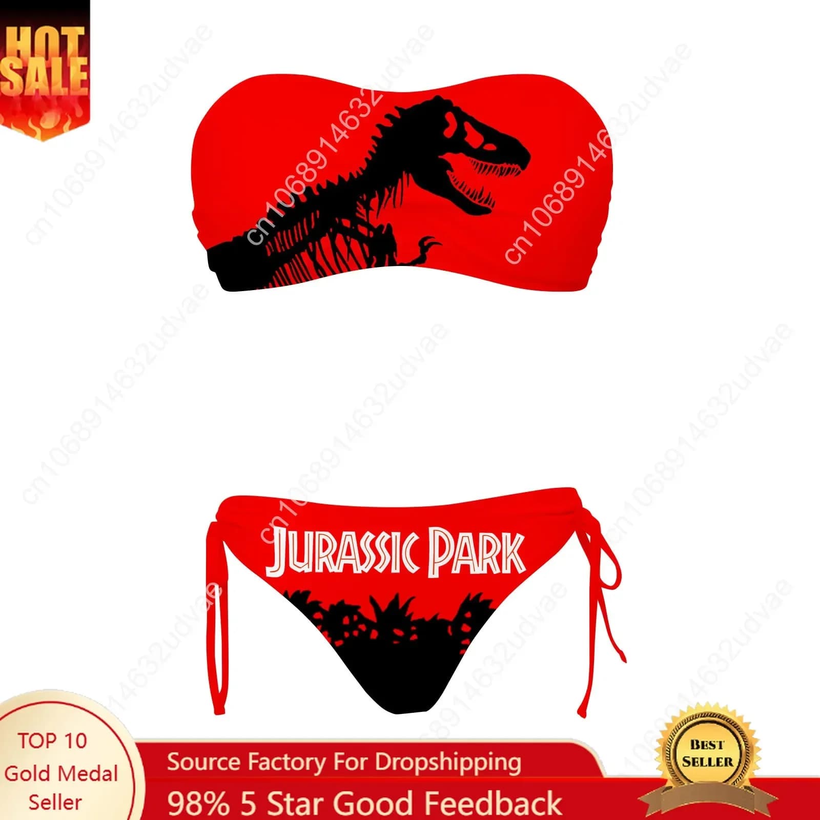 Jurassic Park Swimsuit Womens Drawstring Two Piece Set Bathing Suits Personalized Swimwear Pool Party Bikini Customize Beachwear